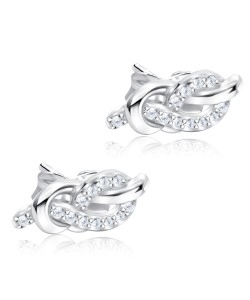Knot Designed with CZ Stone Silver Ear Stud - STS-5077